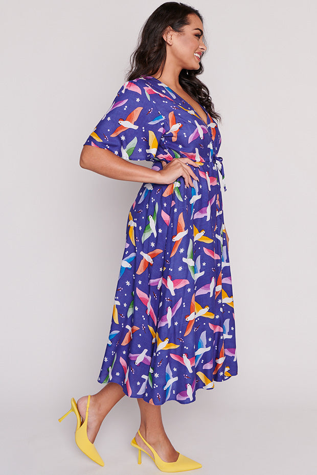 Michelle Rainbow Crackle Dress – Rainbow Crackle midi dress