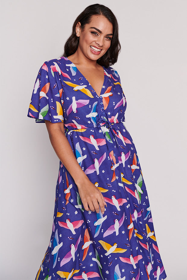 Michelle Rainbow Crackle Dress – Rainbow Crackle midi dress
