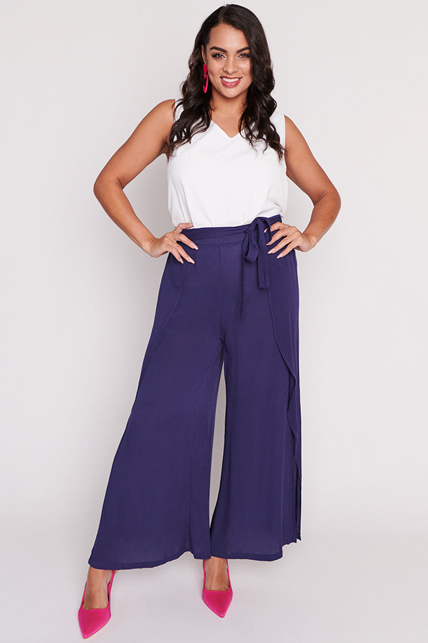 Reese Navy Wrap Pant – Navy Wrap wide leg pants