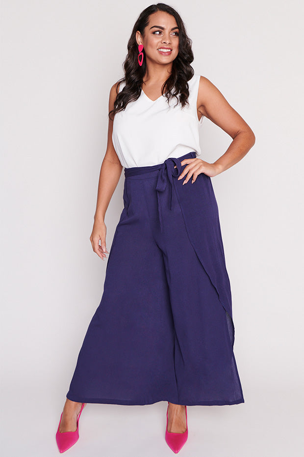 Reese Navy Wrap Pant – Navy Wrap wide leg pants