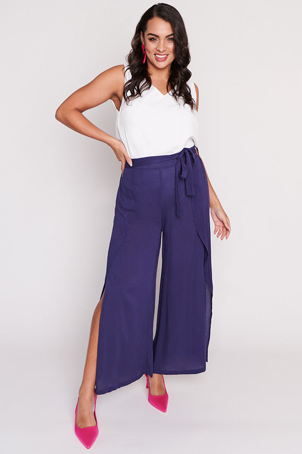 Reese Navy Wrap Pant – Navy Wrap wide leg pants