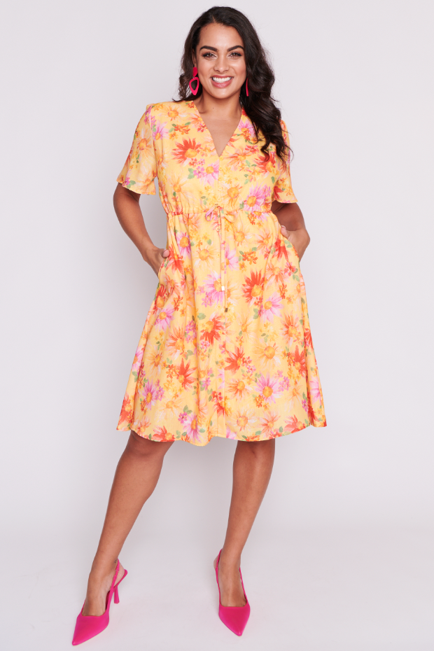 Sage Sunflower Haze Dress – Sunflower Haze knee length dress