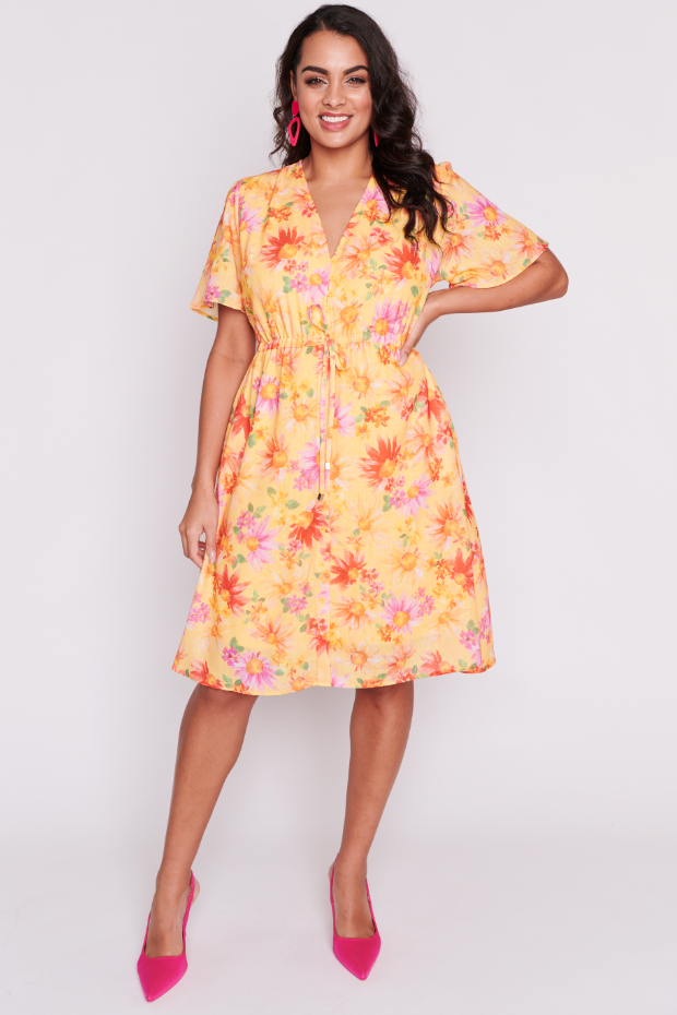 Sage Sunflower Haze Dress – Sunflower Haze knee length dress