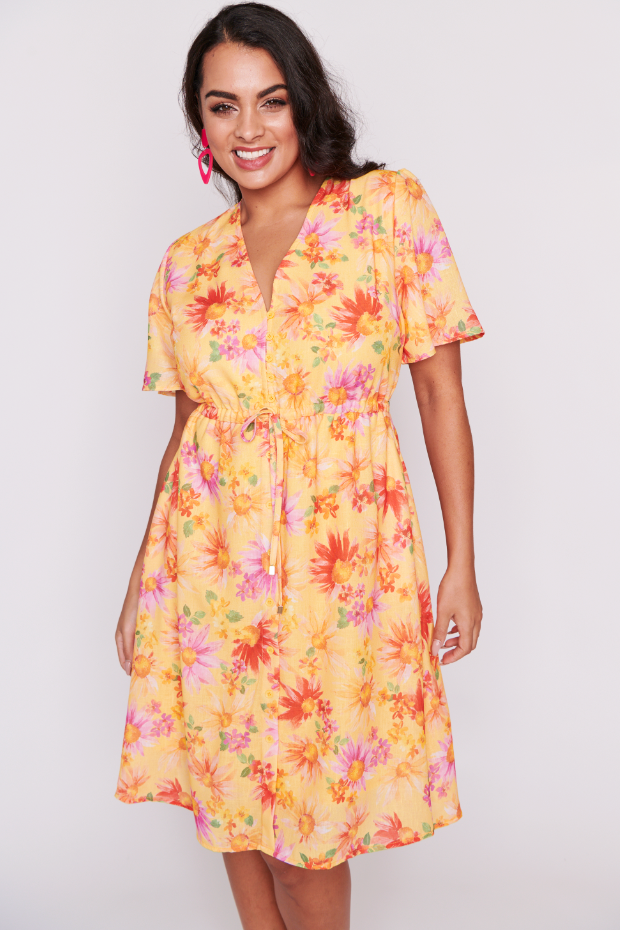 Sage Sunflower Haze Dress – Sunflower Haze knee length dress