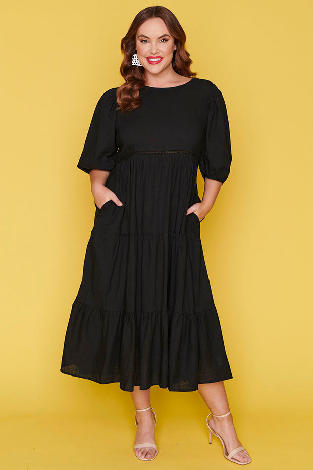 Noa Black Dress – Black midi dress