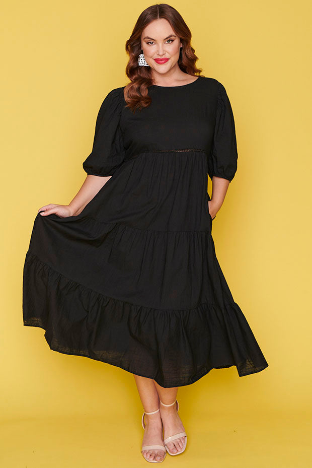 Noa Black Dress – Black midi dress