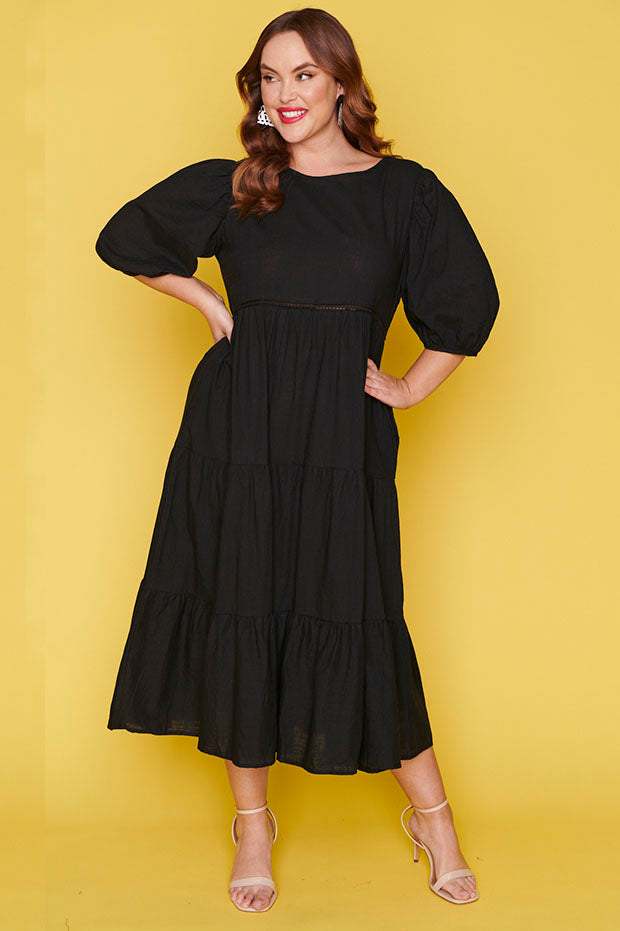 Noa Black Dress – Black midi dress