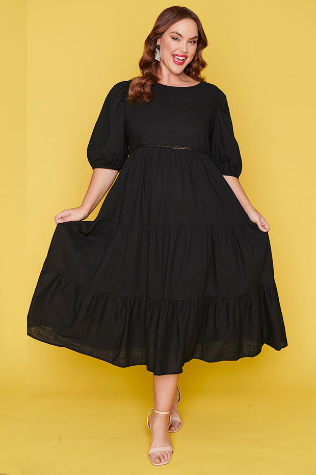 Noa Black Dress – Black midi dress