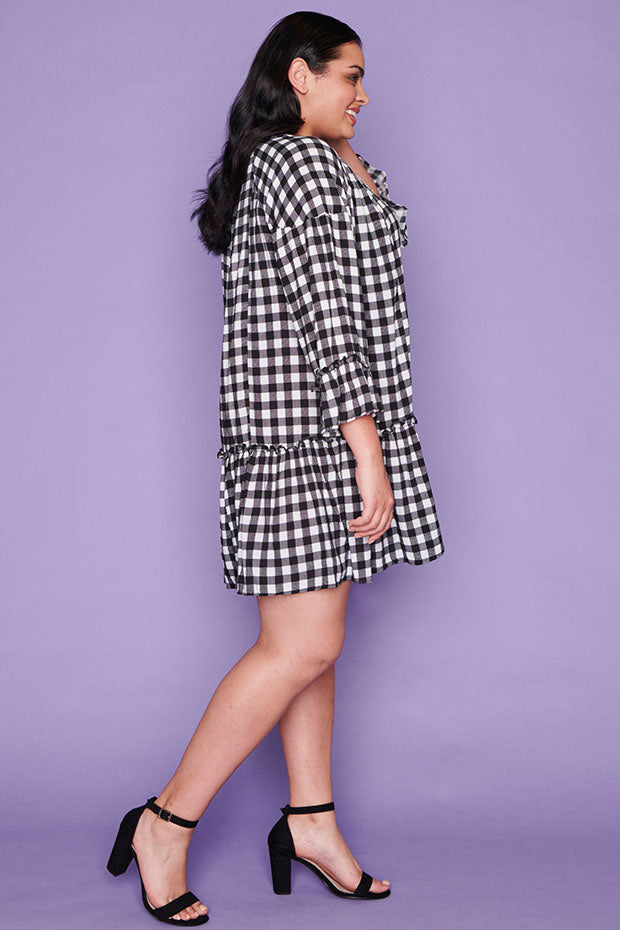 Tommy Black Gingham Dress* – Black Gingham mini dress