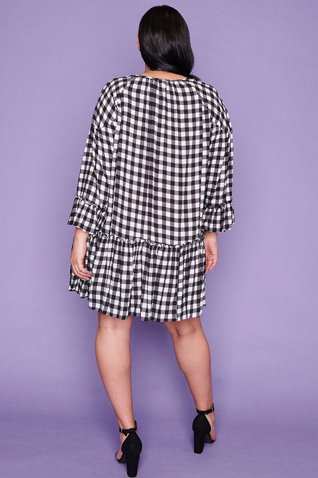 Tommy Black Gingham Dress* – Black Gingham mini dress