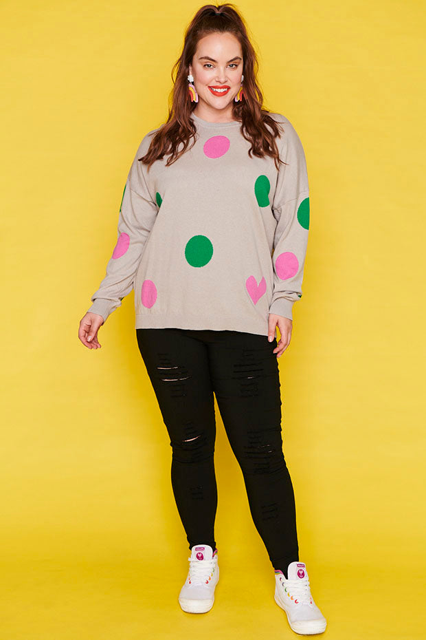Prague Grey Dot Knit – Grey Dot knit top