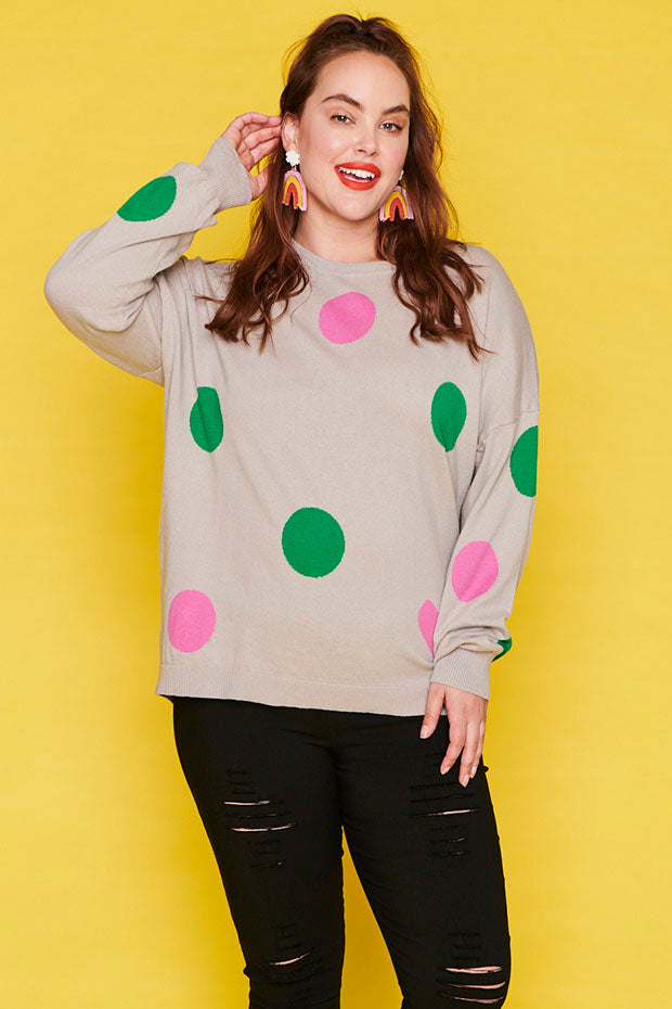 Prague Grey Dot Knit – Grey Dot knit top