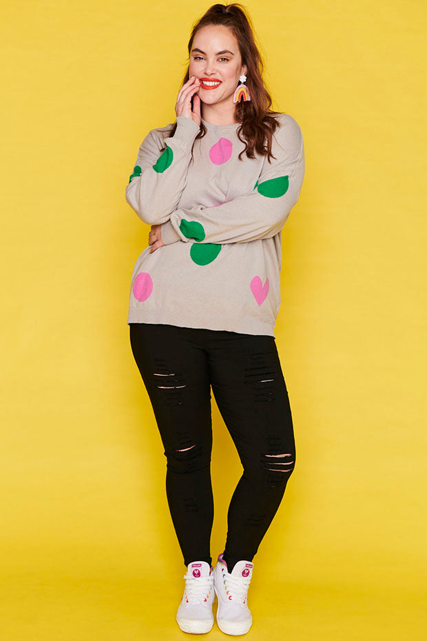 Prague Grey Dot Knit – Grey Dot knit top