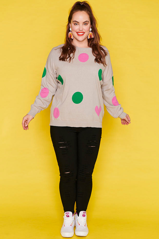 Prague Grey Dot Knit – Grey Dot knit top
