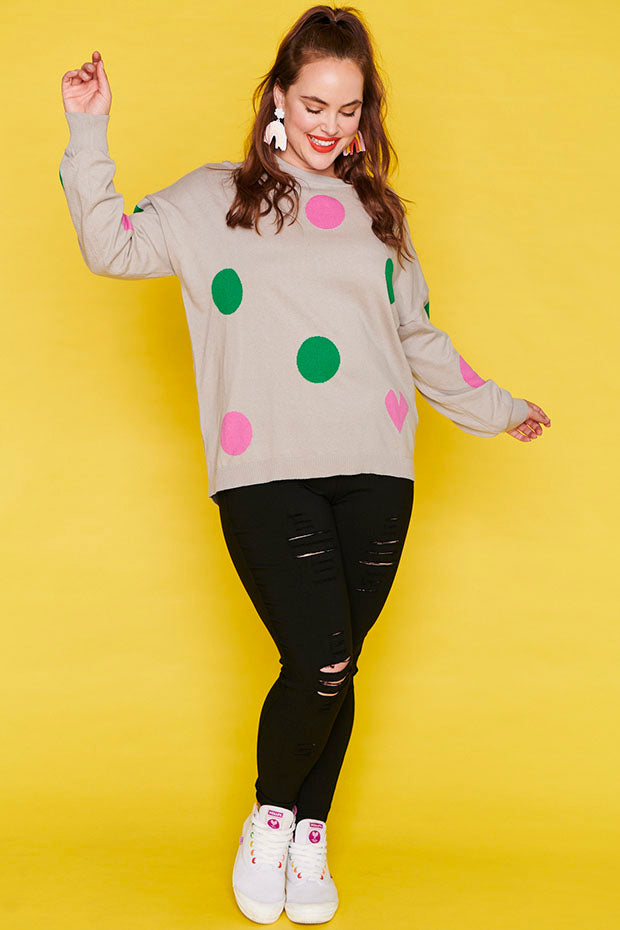 Prague Grey Dot Knit – Grey Dot knit top