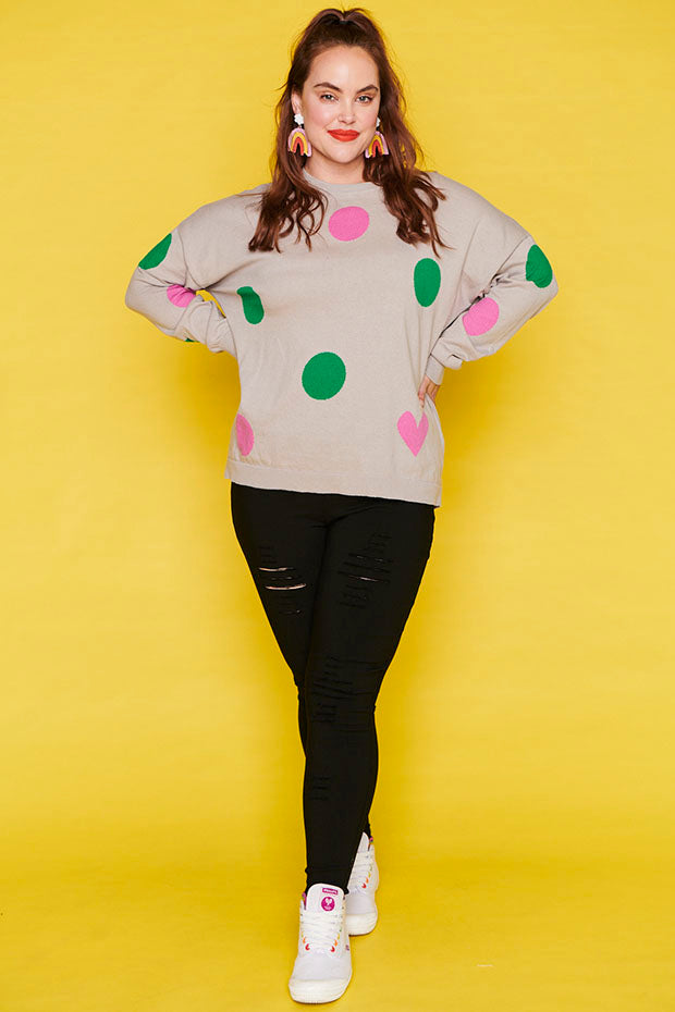 Prague Grey Dot Knit – Grey Dot knit top