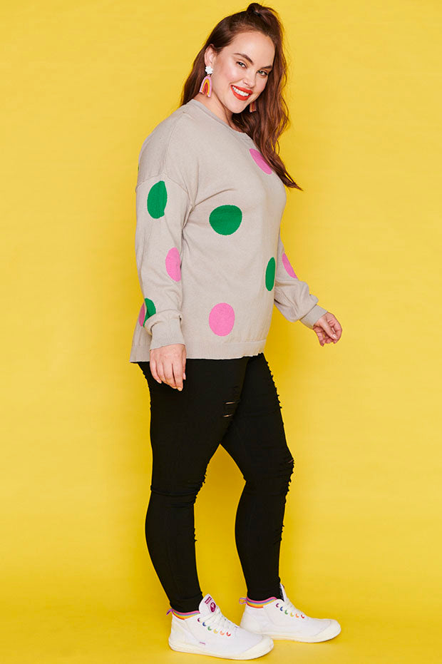 Prague Grey Dot Knit – Grey Dot knit top