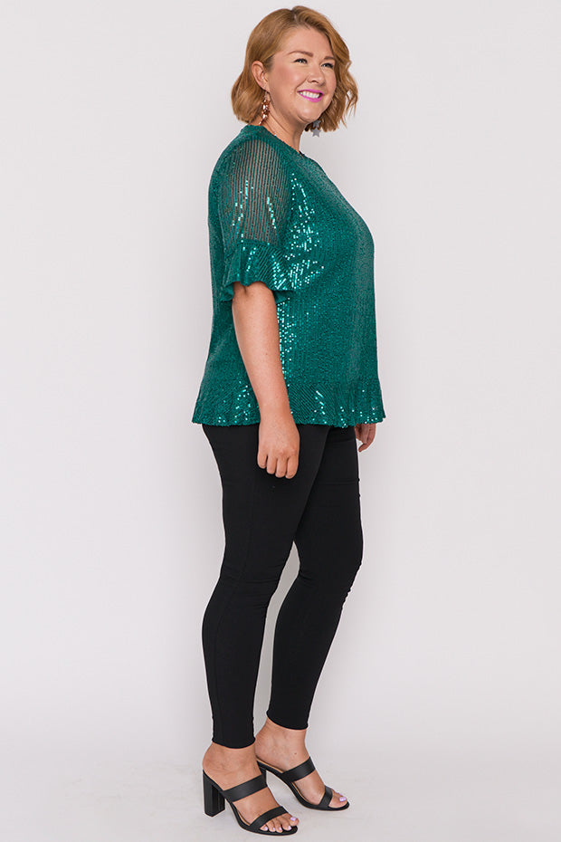Joe Emerald Sequins Party Top – Emerald Sequins top