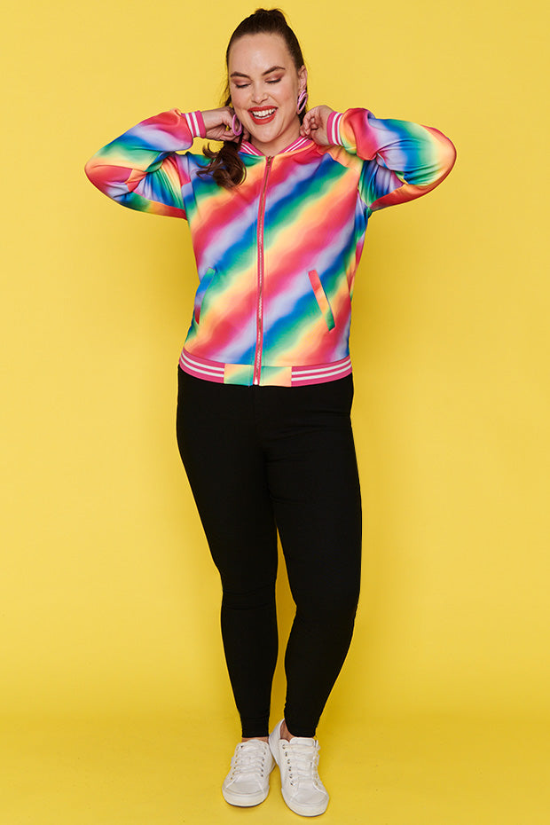 Sutton Fluro Rainbow Jacket – Fluro Rainbow bomber jacket