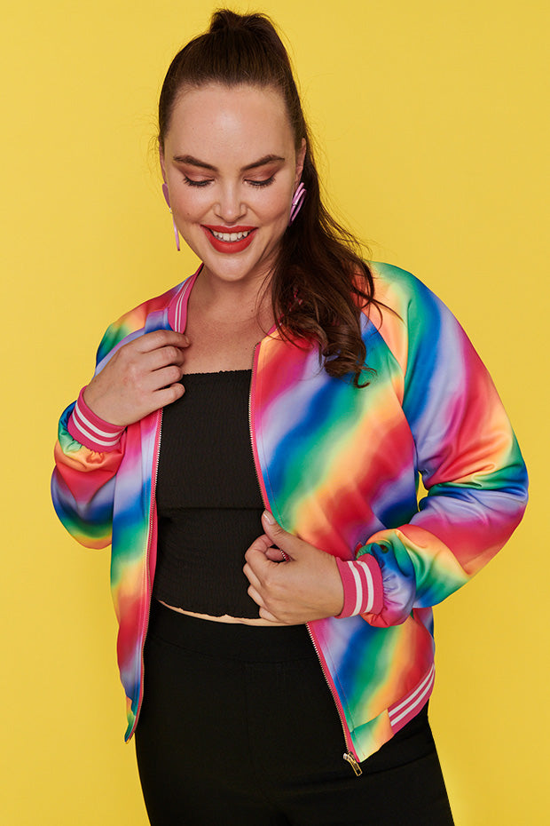 Sutton Fluro Rainbow Jacket – Fluro Rainbow bomber jacket