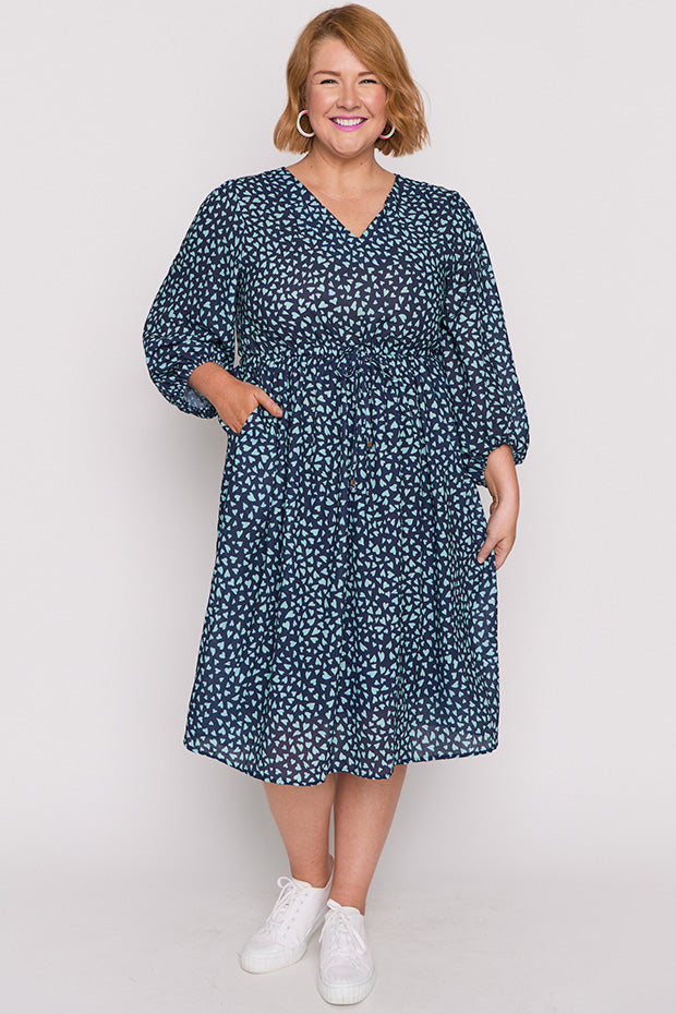 Carter Abstract Hearts Dress – Abstract Hearts midi dress