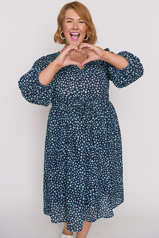 Carter Abstract Hearts Dress – Abstract Hearts midi dress