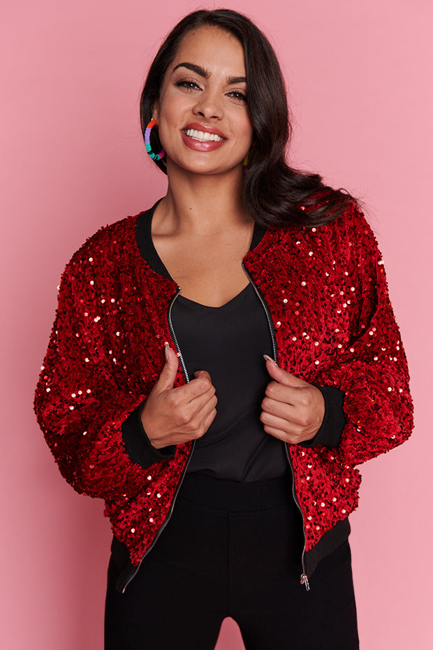 Bling Red Sequins Jacket Little Party Dress