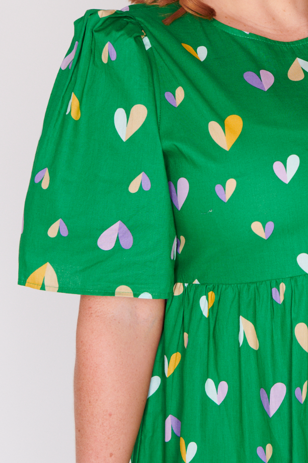 Isadora Green Hearts Dress – Green Hearts mini dress