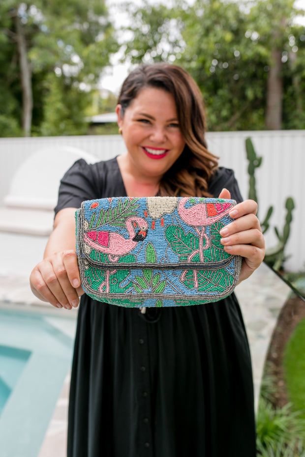 Flamingo Fever Blue Sequin Bag – Fever Blue pouch