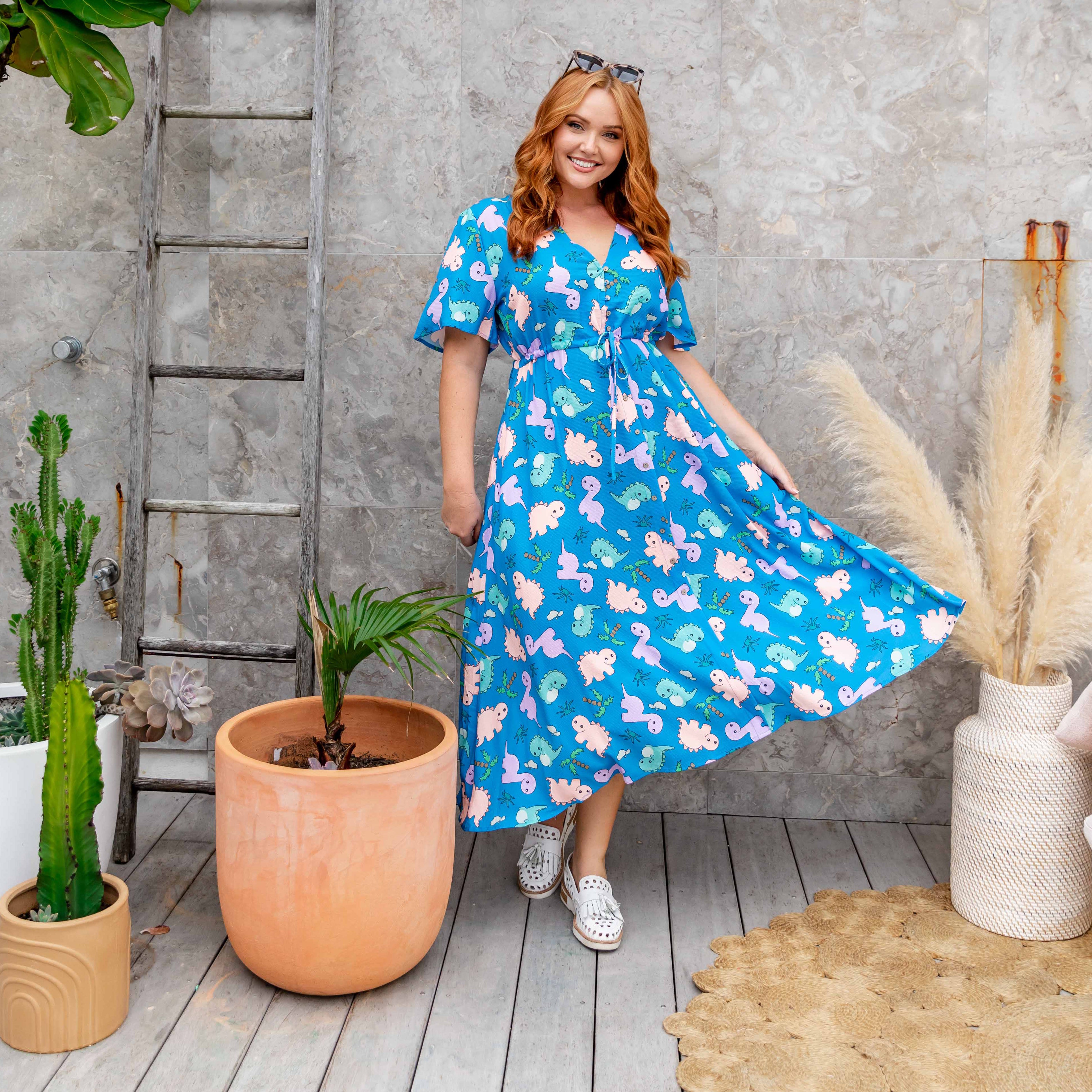 Marley Dino Print Dress – Dino Print midi dress