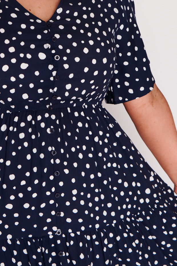 Jessica Navy & White Flecks Dress – Navy & White Flecks midi dress