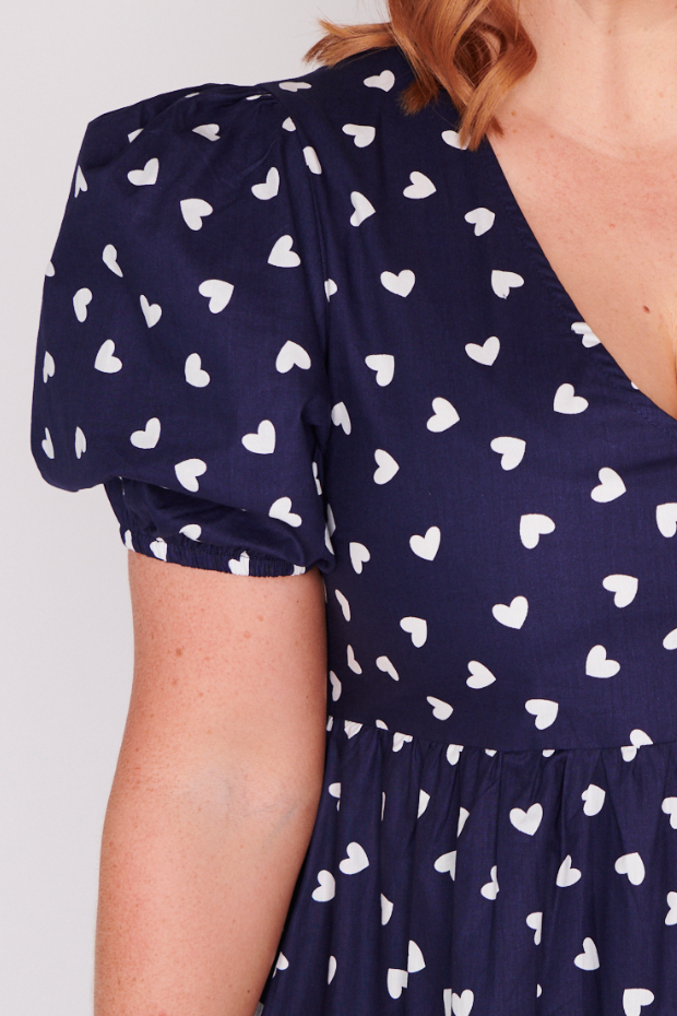 Phoebe Navy & White Hearts Dress – Navy & White Hearts mini dress