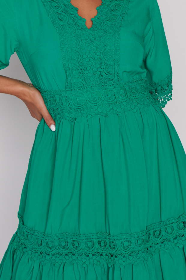 Niki Jade Lace Trim Dress – Jade Lace knee length dress