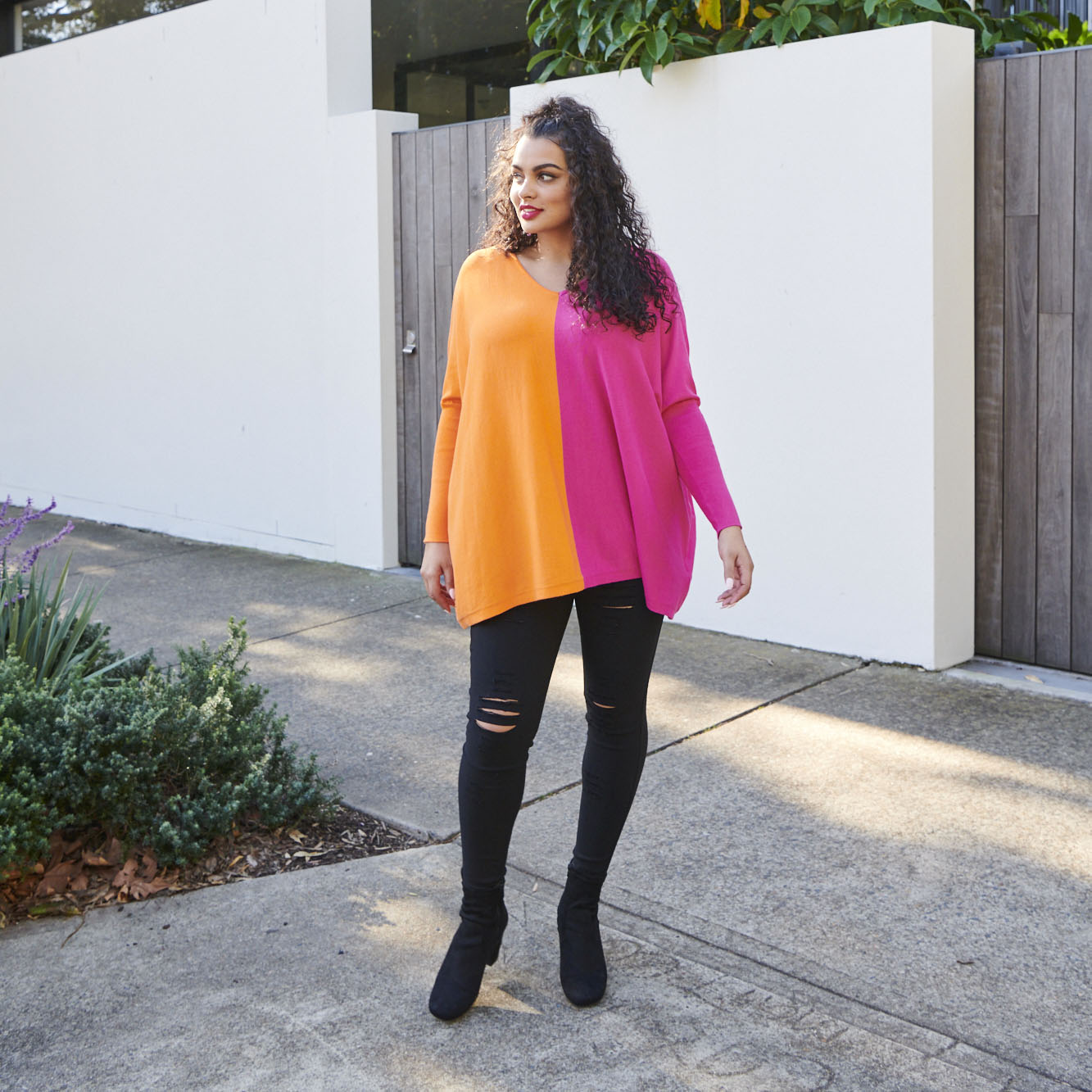 Rewind Orange & Pink Knit – Orange & Pink sweater