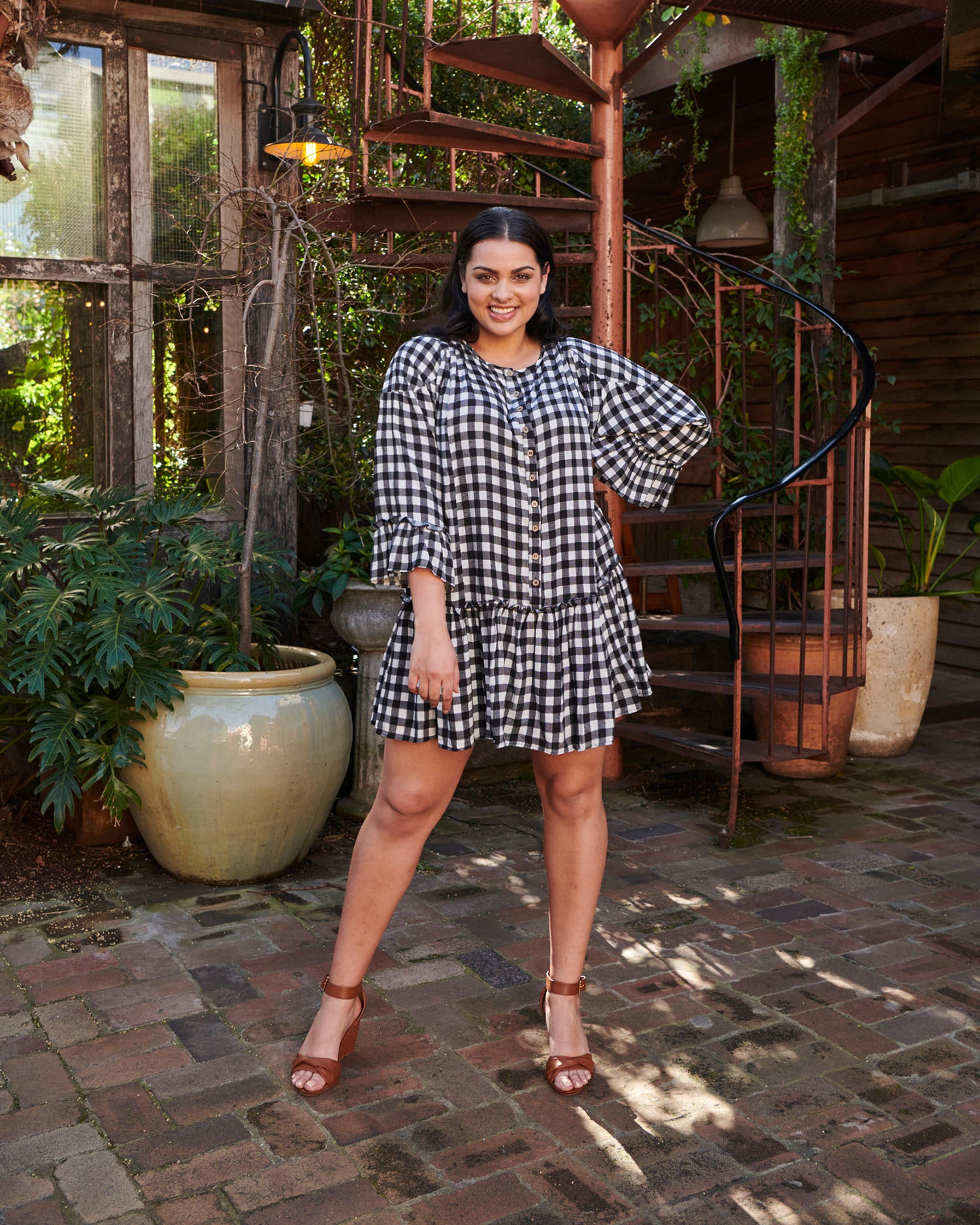 Tommy Black Gingham Dress* – Black Gingham mini dress